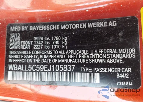 2014 BMW Z4 Sdrive28I z USA, uszkodzony, nr VIN WBALL5C59EJ105837